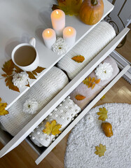 Chest of drawers with woman clothes