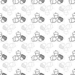 Fototapeta premium Vector White acorns nuts seamless background pattern