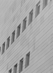 Facade of old 90s style building in Wroclaw, Poland