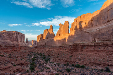 Scenic rock formation in the Park Avenue in the Arches National Park