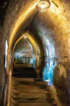 Historic corridors with stairs in the Kufstein Fortress, Tirol, Austria