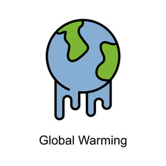 Global Warming vector fill outline icon. Illustration style EPS 10 file format