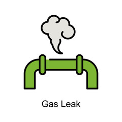 Gas Leak vector fill outline icon. Illustration style EPS 10 file format