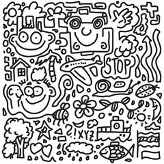 Hand drawn vector doodles on white paper