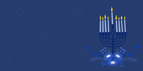 Fototapeta na wymiar Hanukkah banner template with nice and creative jewish symbol. Vector illustration