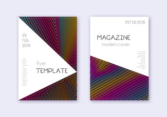 Triangle cover design template set. Rainbow abstra