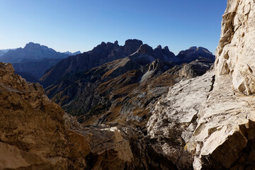 Mountain peaks of the Sexten or Sesto Dolomites, Trentino-Alto Adige, Italy, Europe.