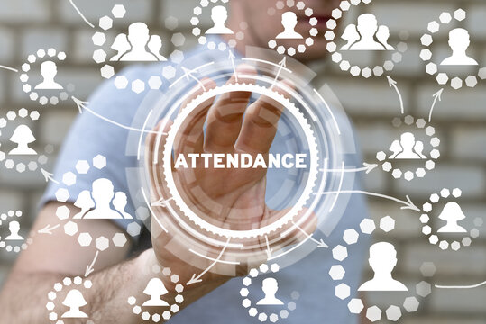 Concept of Attendance Mark Business School. Registration of absent. Attendance report.