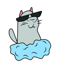 Vector children's design for postcard banners.Funny cat