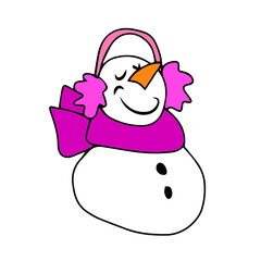 Funny Cute Snowman,Vector children's design for postcard Banners