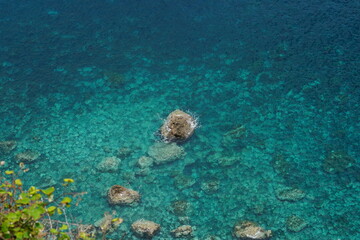 Turquoise ozean on Madeira island 