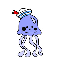 Vector children's design for postcard banners.Funny marine life,shark,whale,crab,jellyfish