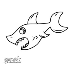 Vector children's design for postcard banners.Funny shark