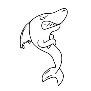 Vector children's design for postcard banners.Funny shark