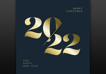 Minimalistic Happy New Year Card Layout with Golden Numbers