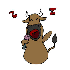 Fototapeta premium Vector children's design for postcard banners.Cute funny bull