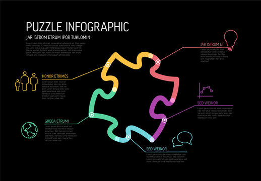 Dark Thick Line Puzzle Multipurpose Infographic Layout