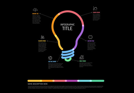 Dark Thick Line Light Bulb Multipurpose Infographic Layout