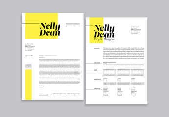 Resume and Cover Letter Layout with Yellow Accent