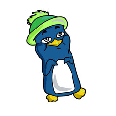 Vector children's design for postcard banners.Cute funny penguin