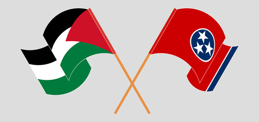 Crossed and waving flags of Palestine and The State of Tennessee