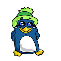 Vector children's design for postcard banners.Cute funny penguin