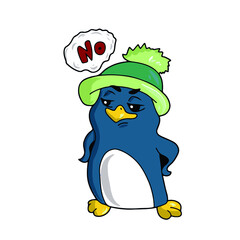 Vector children's design for postcard banners.Cute funny penguin