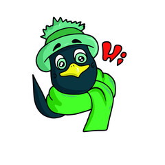 Vector children's design for postcard banners.Cute funny penguin greeting