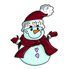 Vector children's design for postcard banners.Cute funny funny snowmen