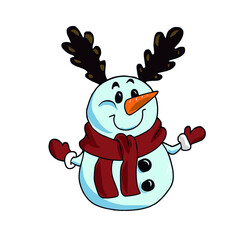 Vector children's design for postcard banners.Cute funny funny snowmen