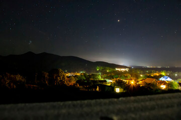 Fototapeta na wymiar night landscape. starry sky