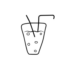 Vector children's design for postcard banners.A glass of lemonade