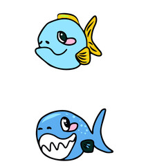 Vector children's design for postcard banners.Funny marine life,shark,whale,crab,jellyfish