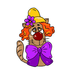 Vector children's design for postcard banners.Cute funny cat clown