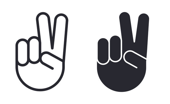 Hand V gesture sign for peace and victory icon