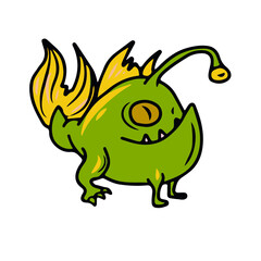 Vector children's design for postcard banners.Cute funny funny monsters for Halloween.