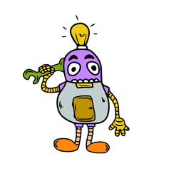 Vector children's design for postcard banners.Funny robot