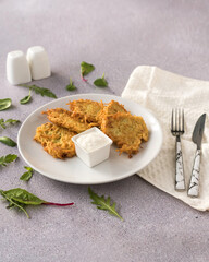 potato pancakes and salad
