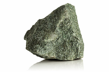 Stone, a fragment of jadeite on a white background