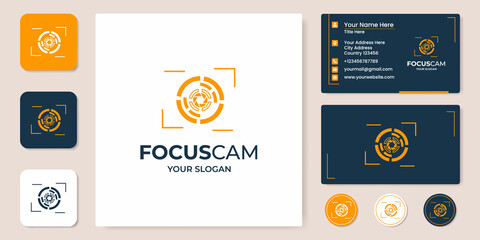 camera lens logo design and business card design