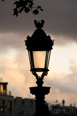 Fototapeta na wymiar Lamp in the night. Streetlights. Lamp post. Lantern. European old city lamp.