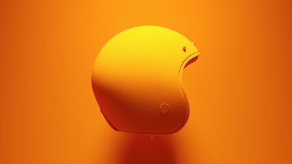 Orange Motorcycle Retro Helmet Open Faced Safety Protection Orange Background 3d illustration render	