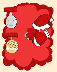 Christmas beanie with red gloves and punching bags layers cartoon illustration