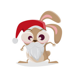 funny cartoon rabbit in santa claus costume
