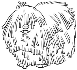 cartoon purebred komondor dog coloring book page
