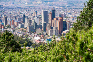 Panoramic view of the city of Bogota from the eastern hills.