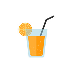 Glass of orange juice icon. Orange juice flat design. Vector illustration