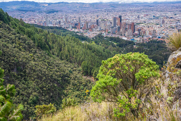 Panoramic view of the city of Bogota from the eastern hills.