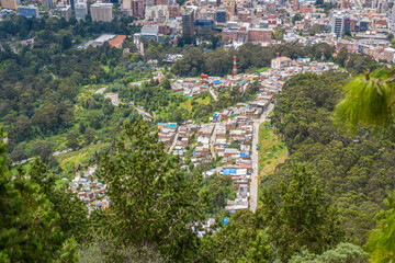 On November 7, 2021, Bogota, Colombia. View over the Paraiso neighborhood of Chapinero from the...