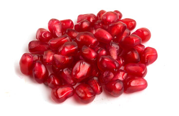 pomegranate granules on white background